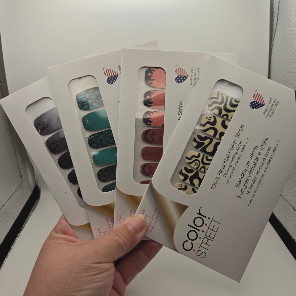 Color Street Halloween Nail Polish Strips Bundle Glow In The Dark Ghosts 4 Sets